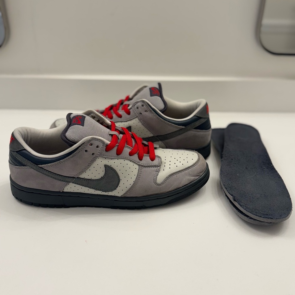 Nike Gray and Black Sneakers with Red Laces